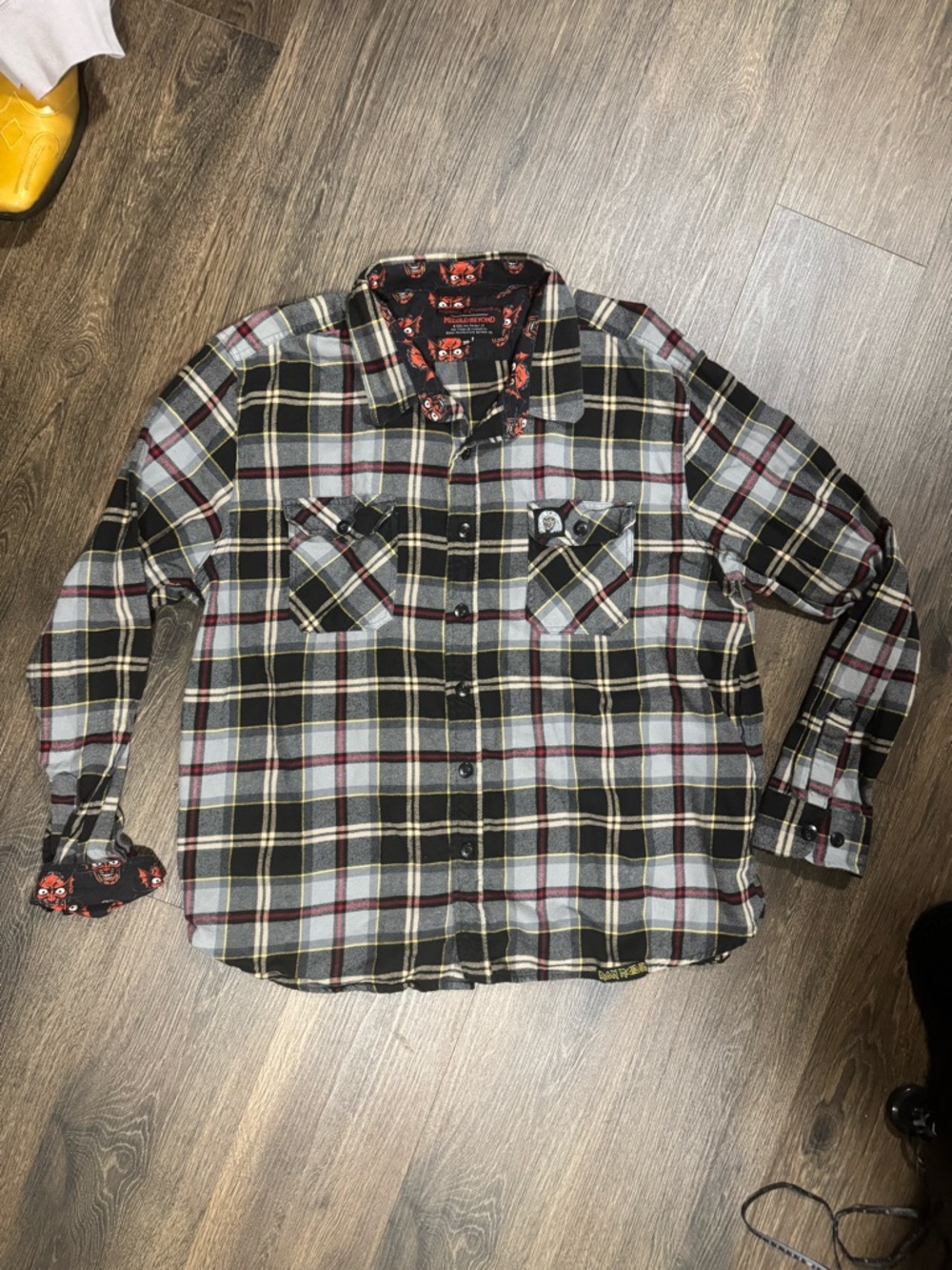 Iron Maiden Number Of The Beast Men Flannel Plaid Button Down Shirt Sz 3XL